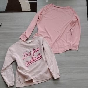 Pink Long-Sleeve Tops - Casual Pullover Sweatshirt & Lightweight Top